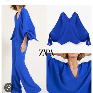 Zara Royal Blue Batwing Blouse